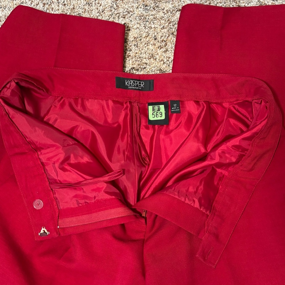 176. Kasper Vibrant Red Trousers, Size 12 - Picture 3 of 6